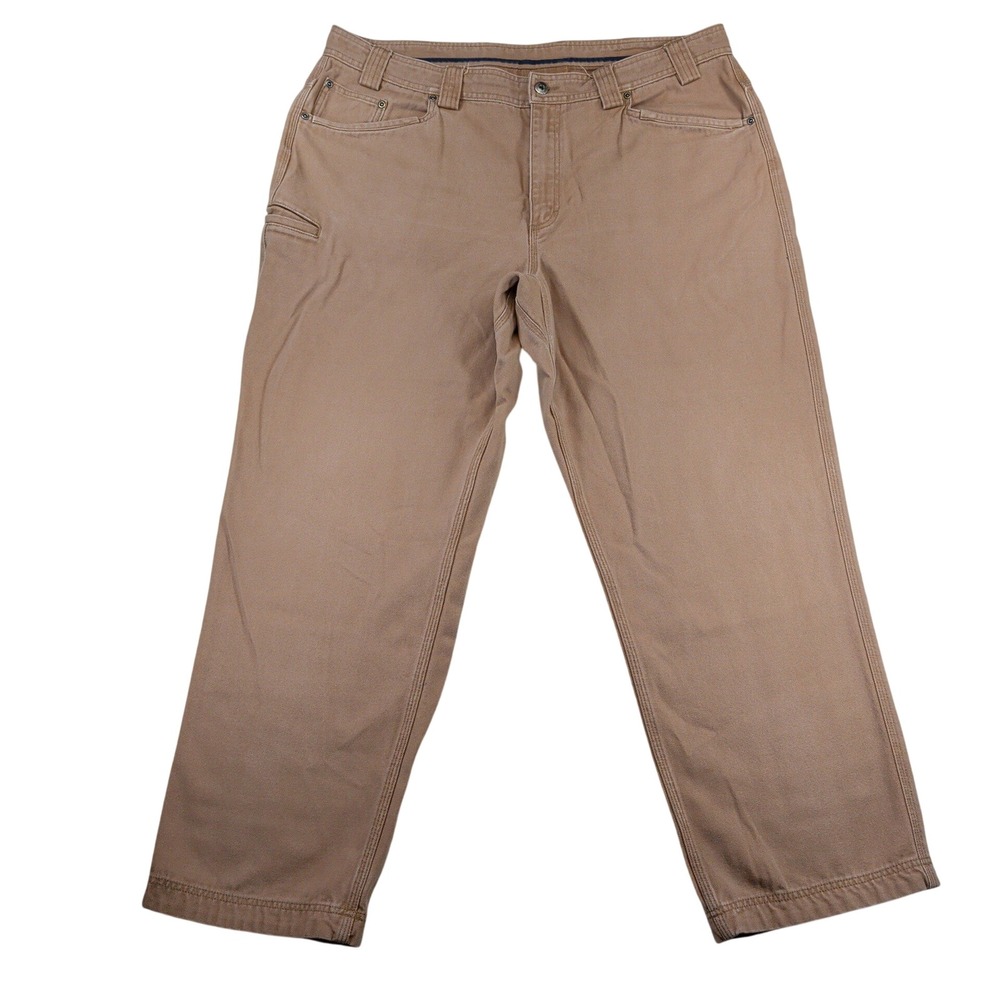 Duluth Trading Co Fire Hose Relaxed Fit Brown Cotton Canvas Work Pants 42x32